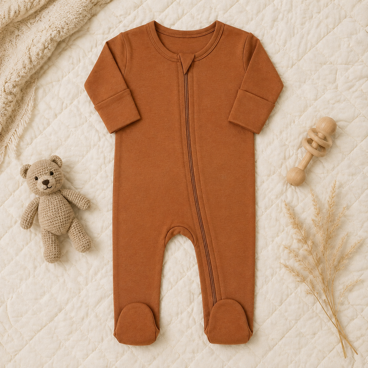 Personalized Organic Cotton Baby Romper With Footies