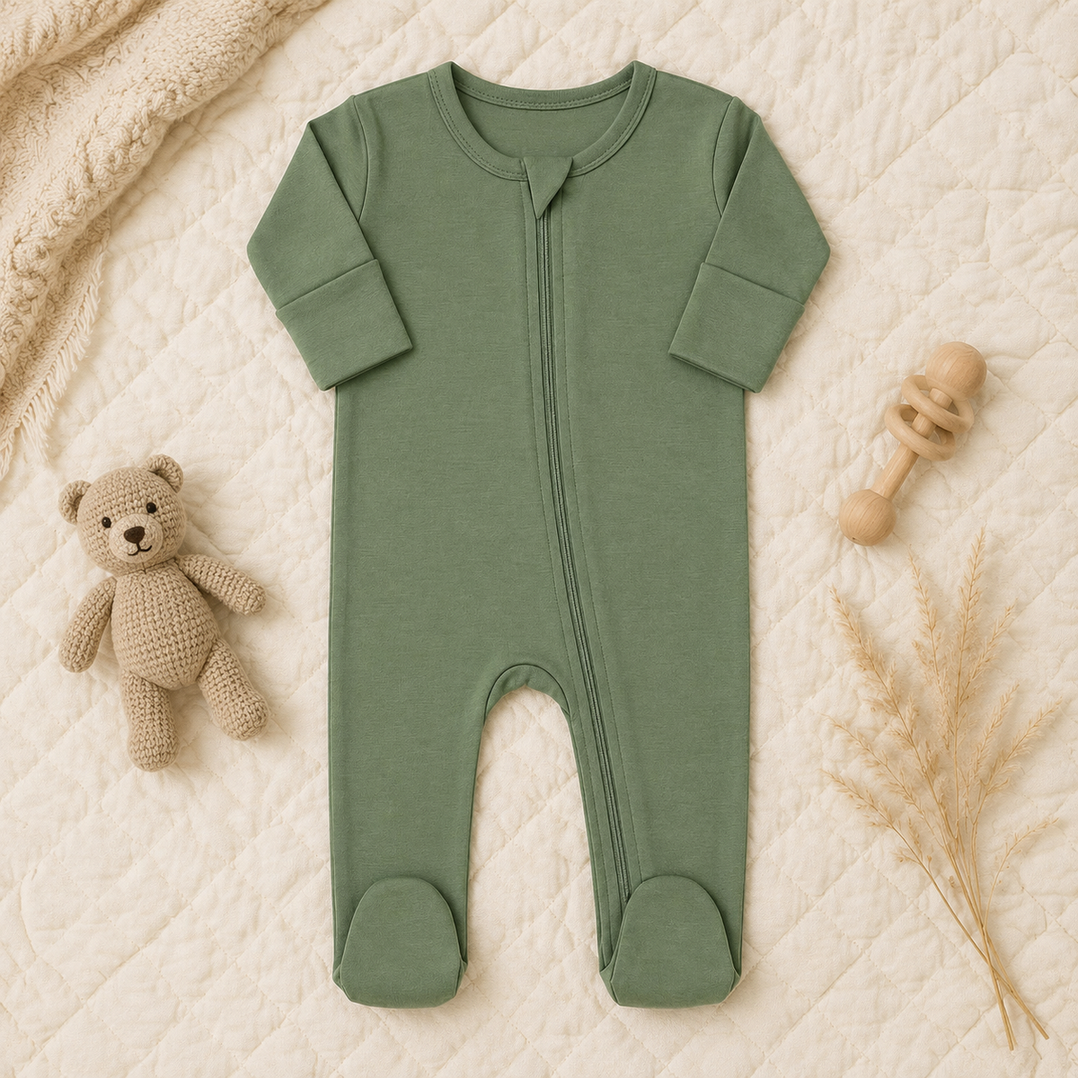 Personalized Organic Cotton Baby Romper With Footies