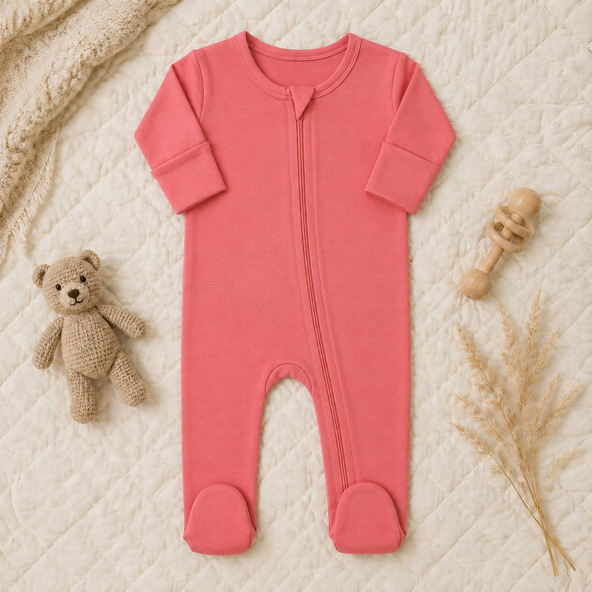 Personalized Organic Cotton Baby Romper With Footies