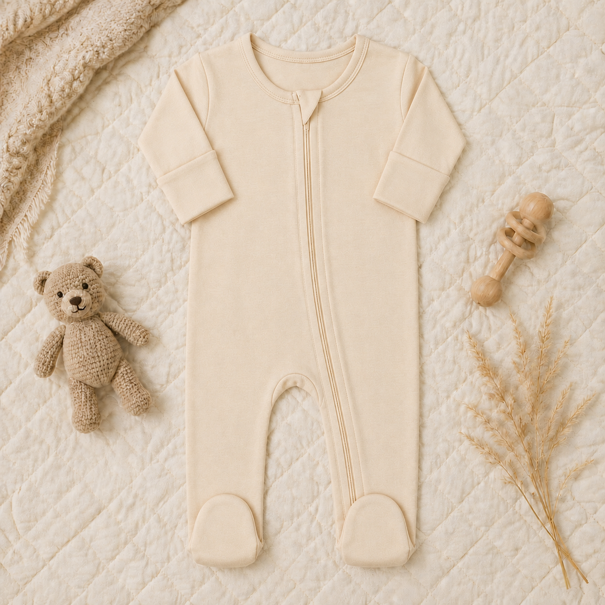 Personalized Organic Cotton Baby Romper With Footies