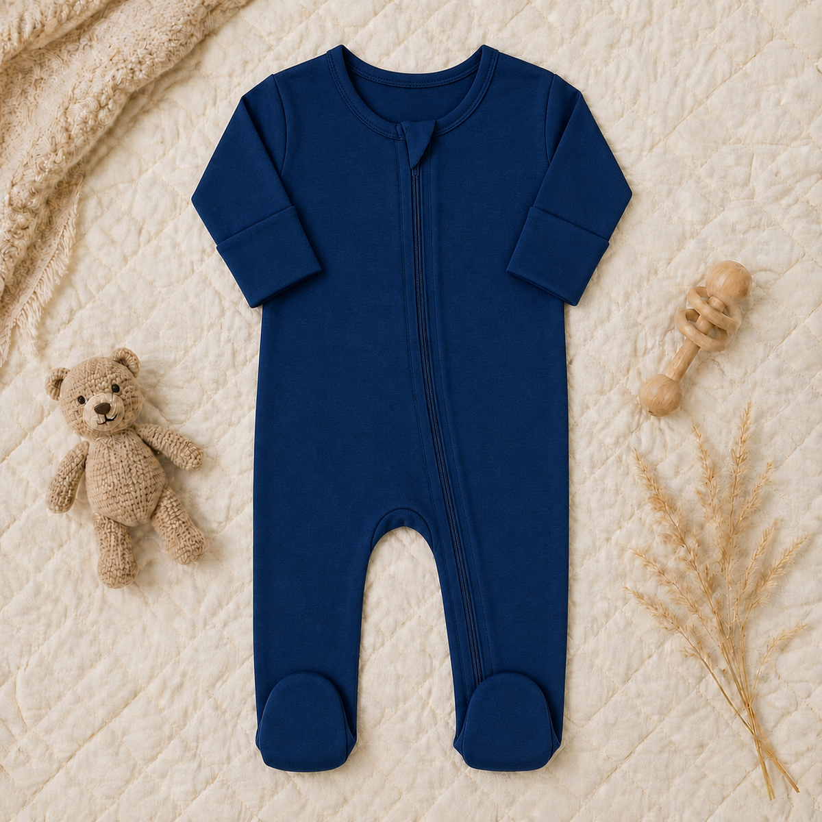 Personalized Organic Cotton Baby Romper With Footies