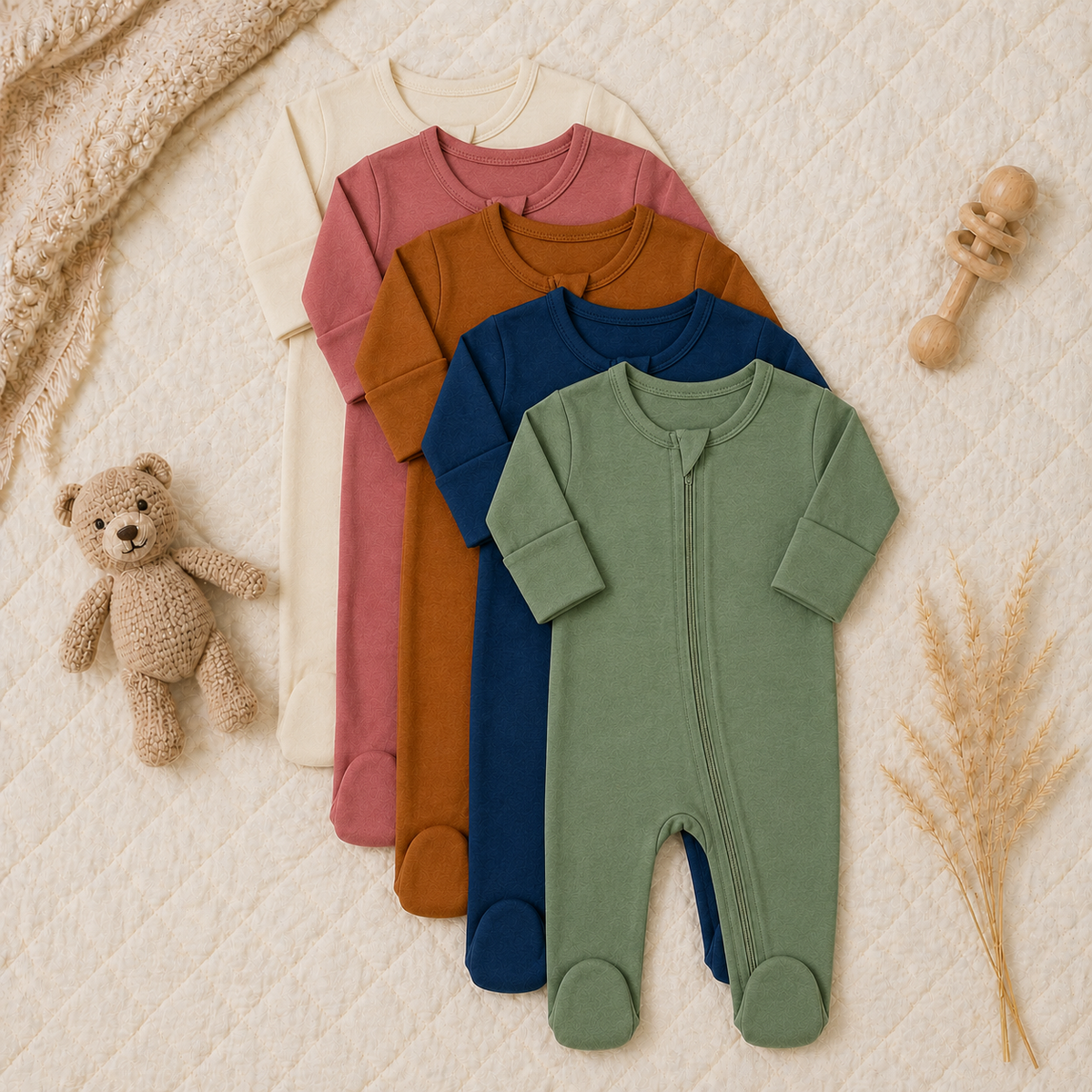 Personalized Organic Cotton Baby Romper With Footies