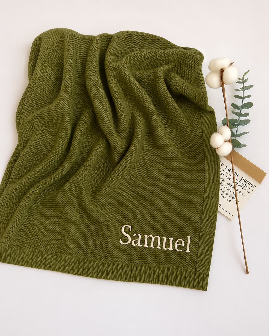 Personalized Baby Knit Blanket Custom Name Embroidered