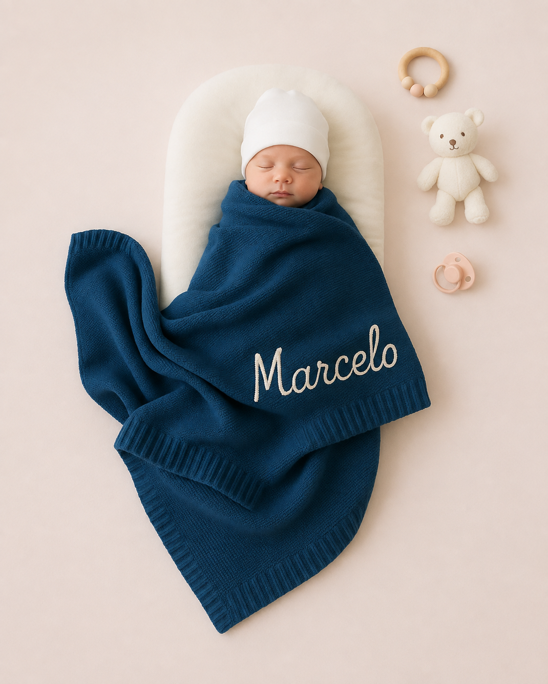 Personalized Baby Knit Blanket Custom Name Embroidered