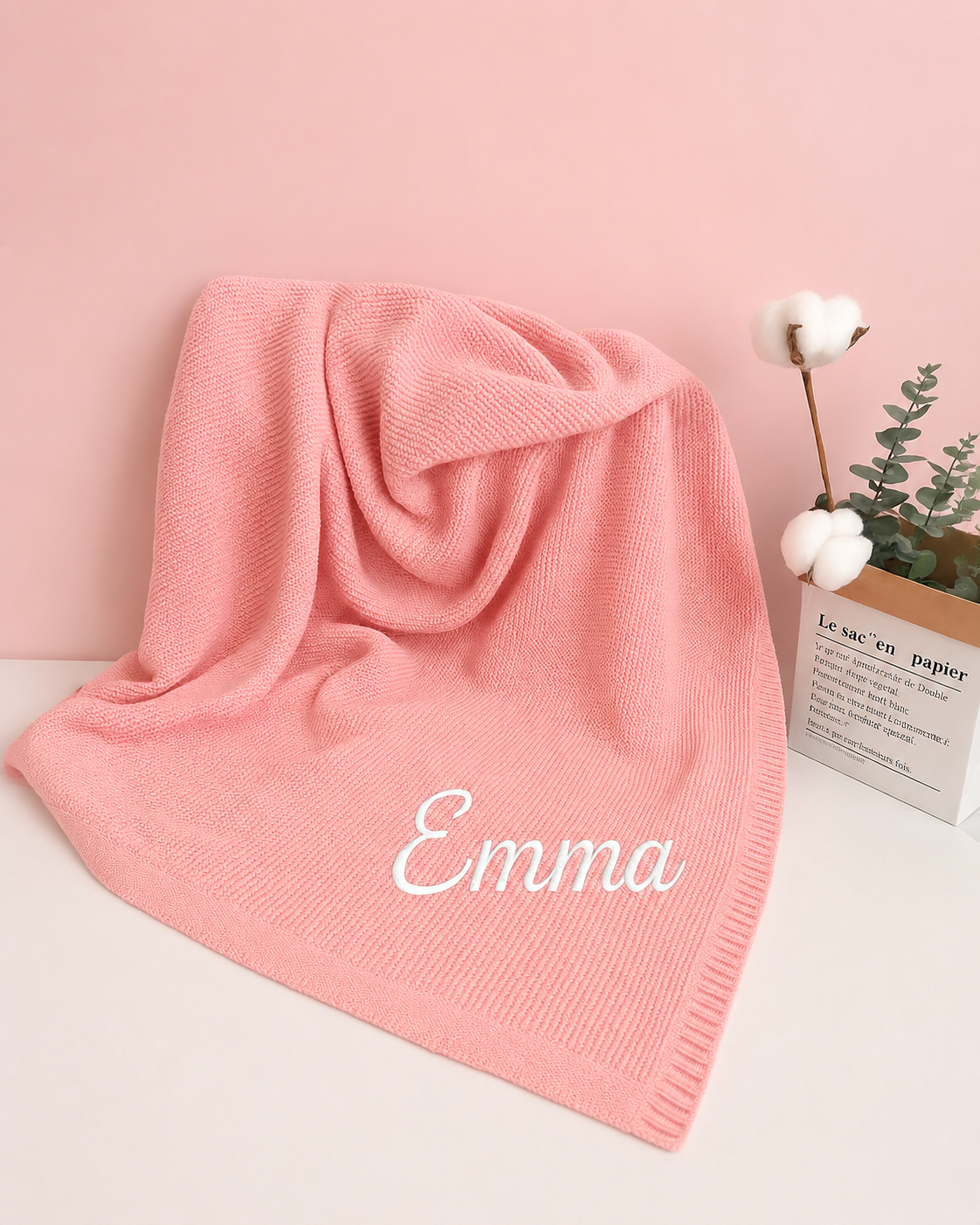Personalized Baby Knit Blanket Custom Name Embroidered