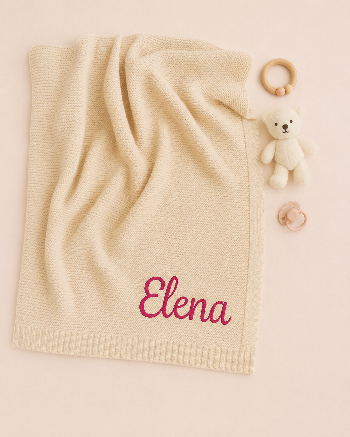 Personalized Baby Knit Blanket Custom Name Embroidered