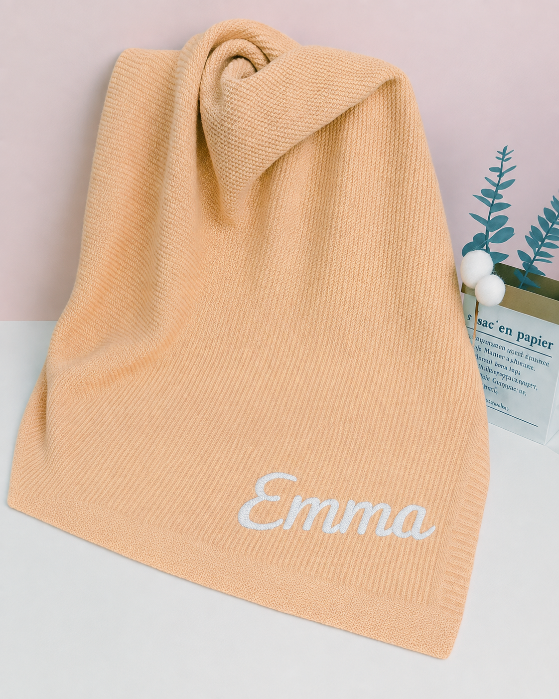 Personalized Baby Knit Blanket Custom Name Embroidered
