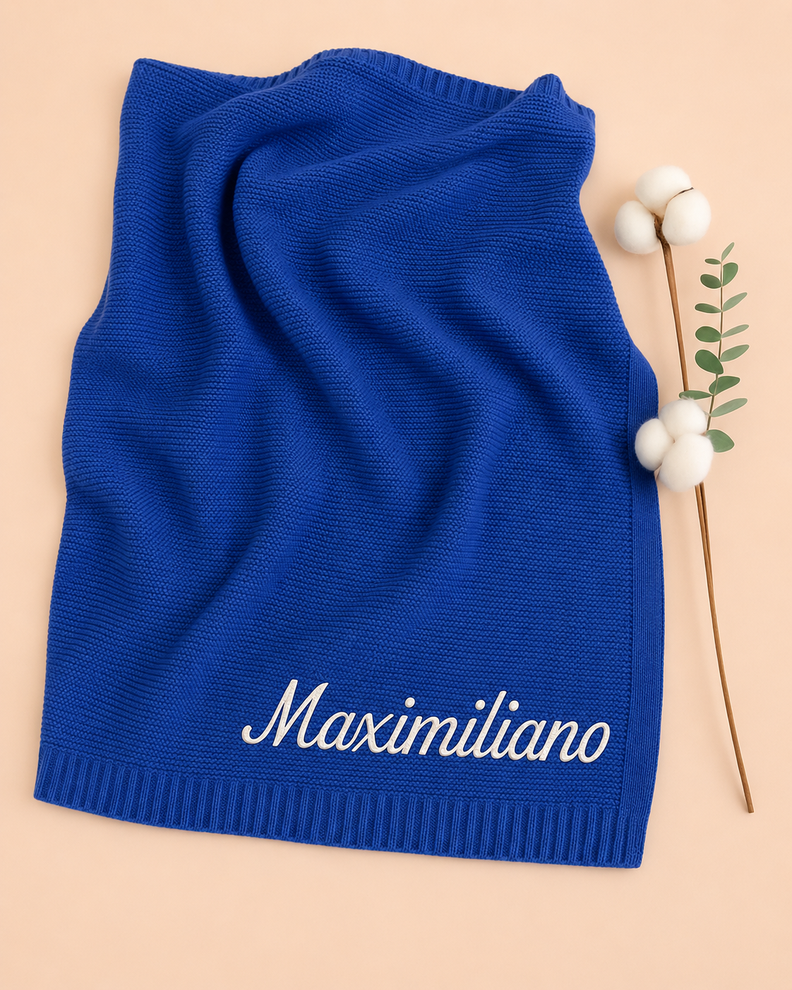 Personalized Baby Knit Blanket Custom Name Embroidered