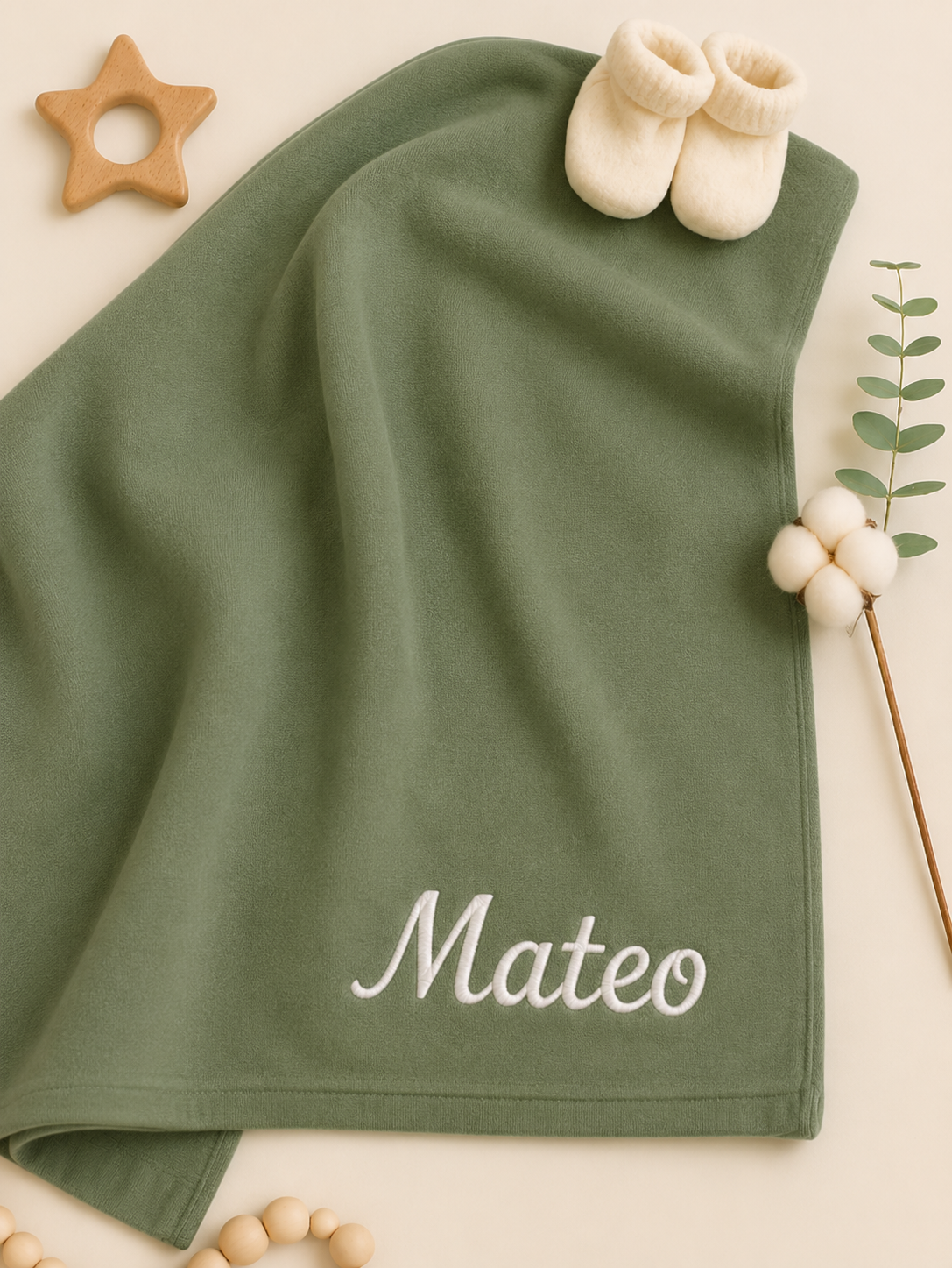 Personalized Organic Cotton Baby Blanket, Personalized Baby Gift with Name