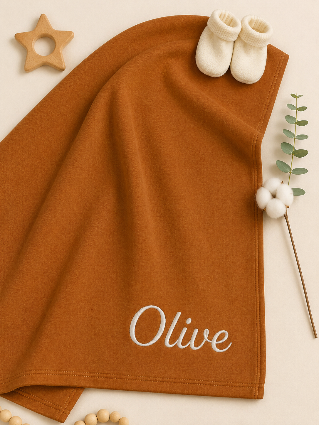 Personalized Organic Cotton Baby Blanket, Personalized Baby Gift with Name
