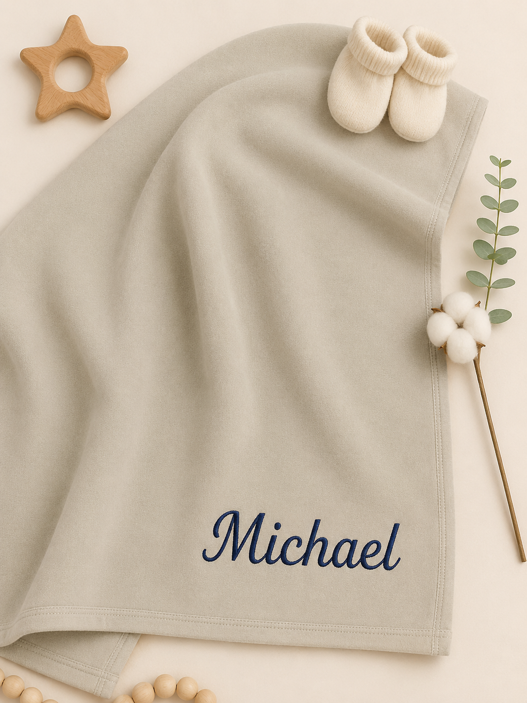 Personalized Organic Cotton Baby Blanket, Personalized Baby Gift with Name