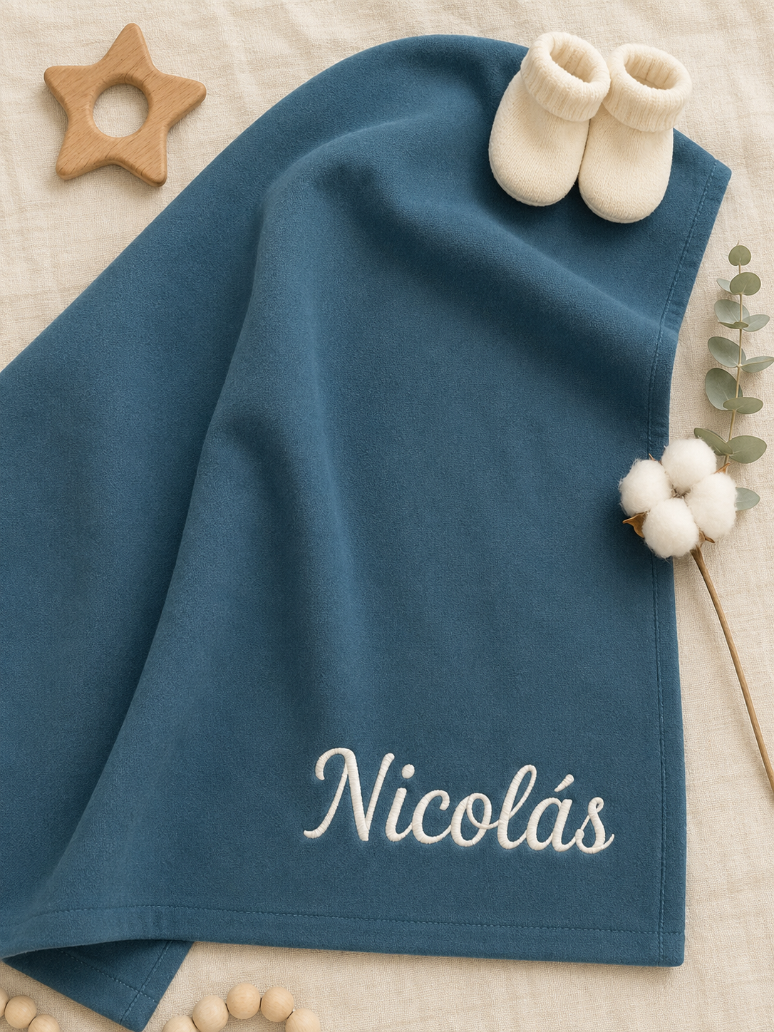 Personalized Organic Cotton Baby Blanket, Personalized Baby Gift with Name