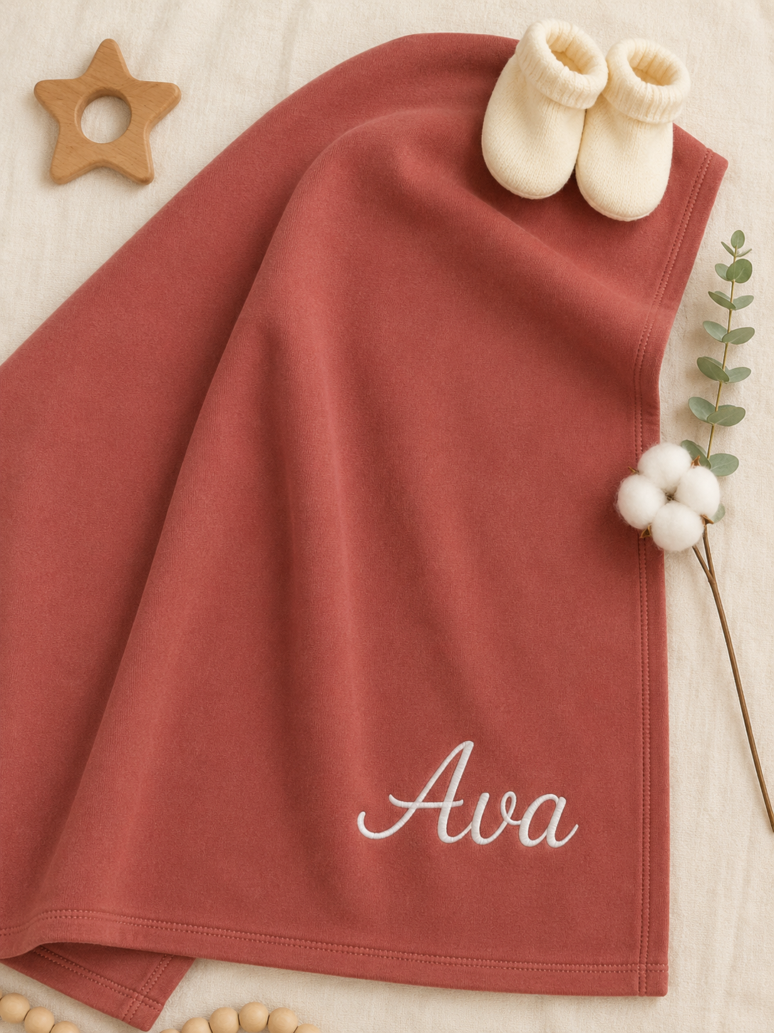 Personalized Organic Cotton Baby Blanket, Personalized Baby Gift with Name