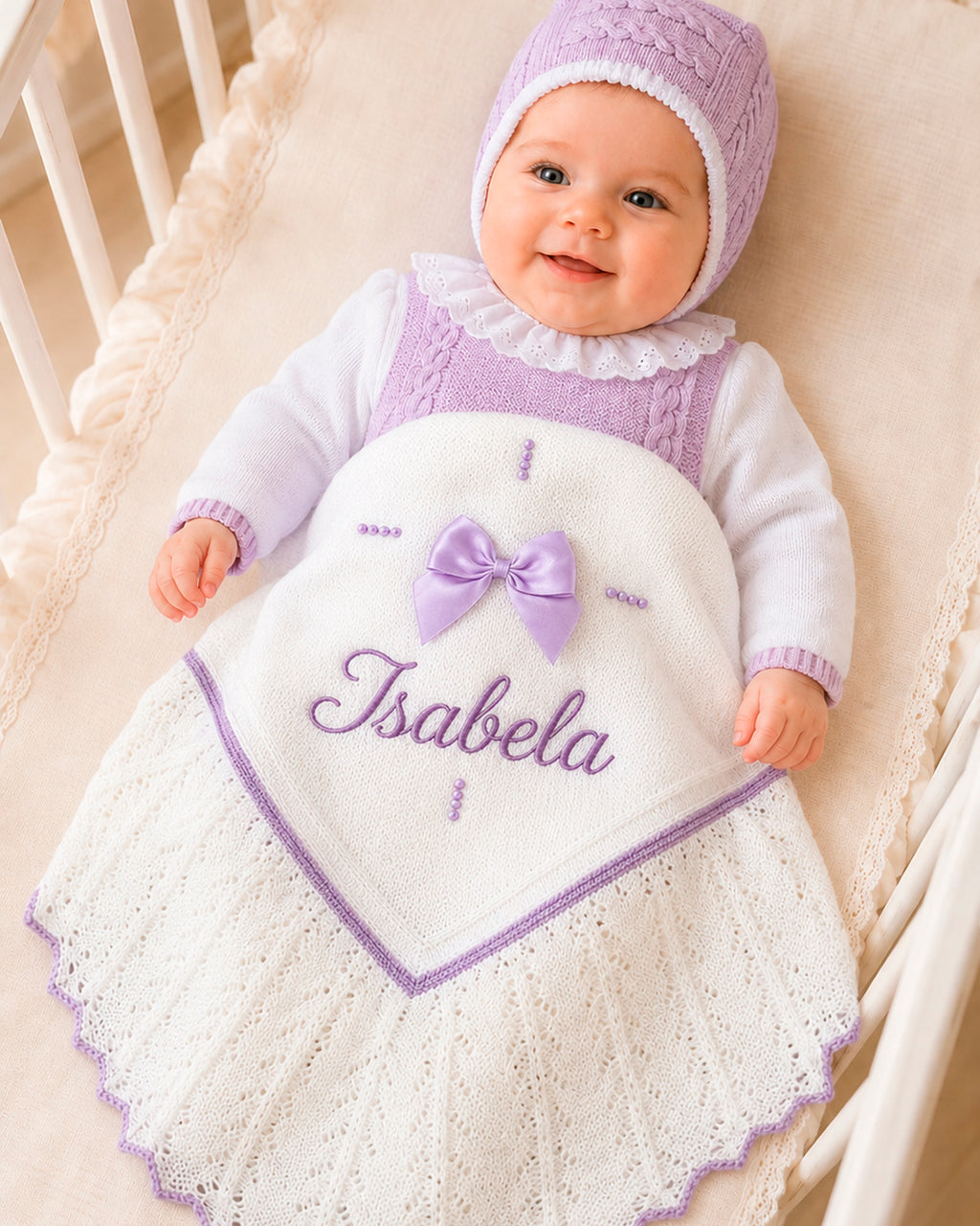 Personalized Knitted Baby Blanket – Soft Baby Receiving Blanket