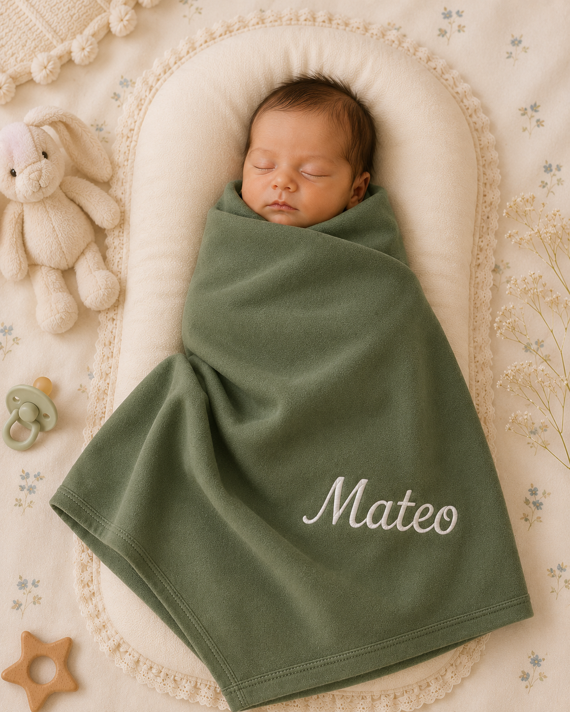 Personalized Organic Cotton Baby Blanket, Personalized Baby Gift with Name