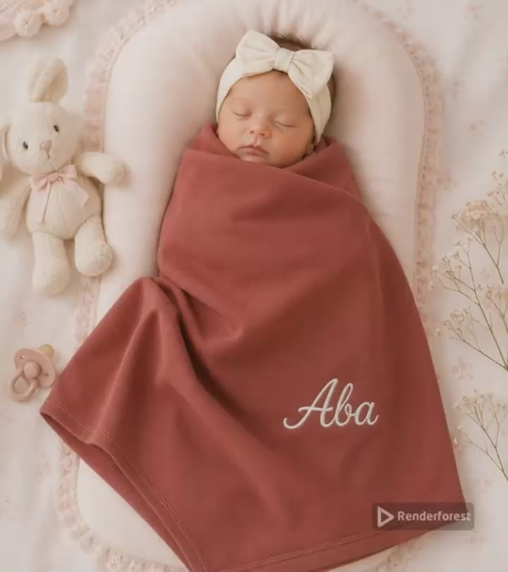 Personalized Organic Cotton Baby Blanket, Personalized Baby Gift with Name